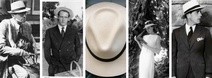 style-icons-and-pop-culture-figures-wearing-panama-hats-style-graphic (gregory peck, humphrey bogart, audrey hepburn)