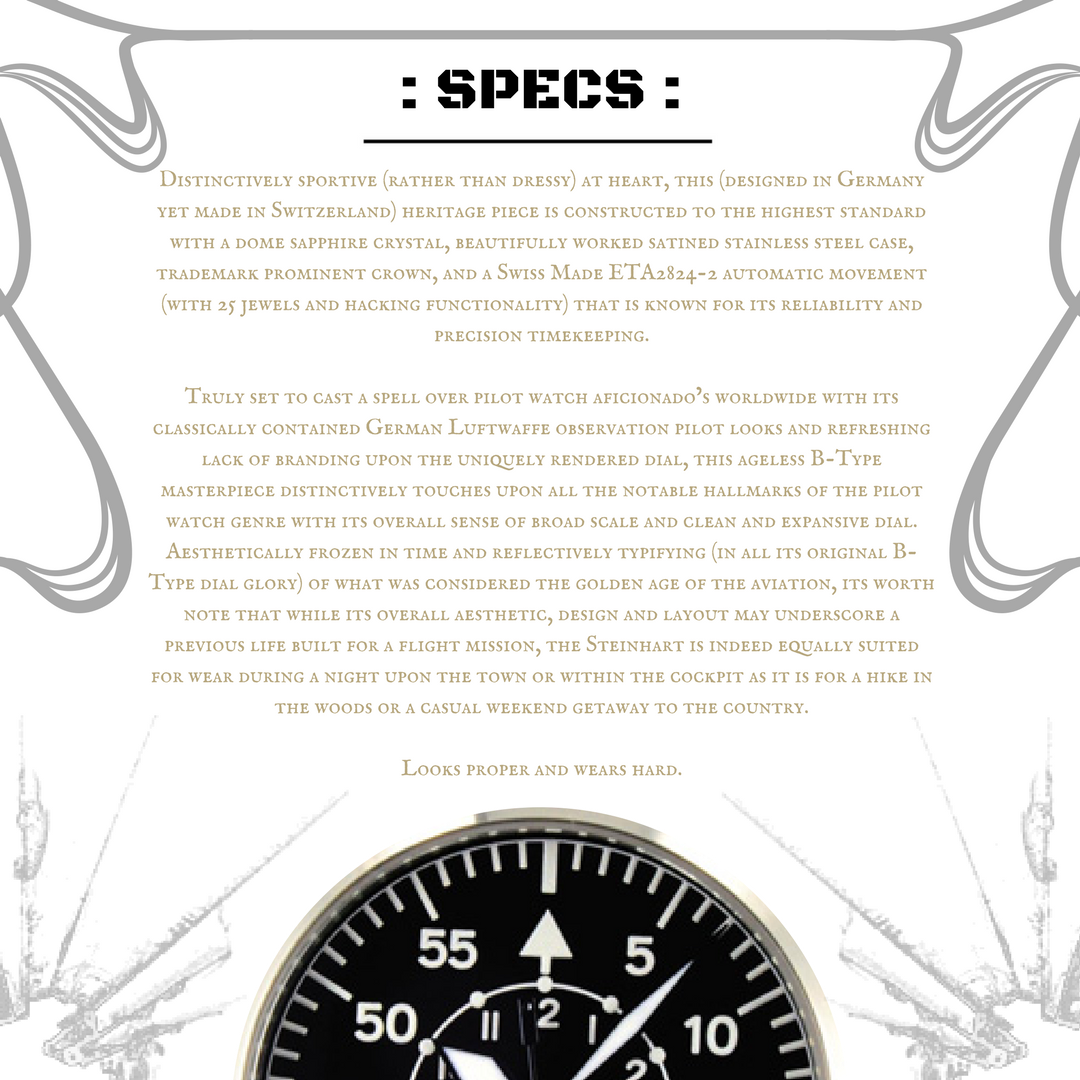 Steinhart B-Uhr Automatic B-Type specs